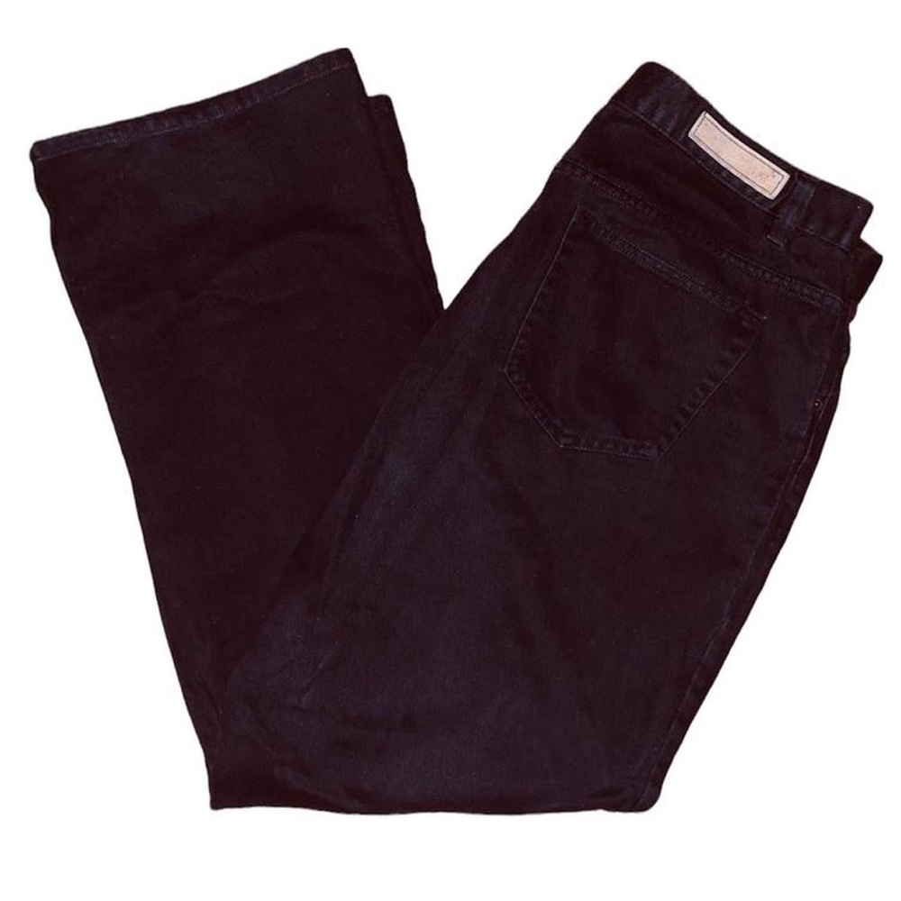 Vintage 90s Bill Blass High Waisted Dark Blue Semi Flare Leg Denim Jeans